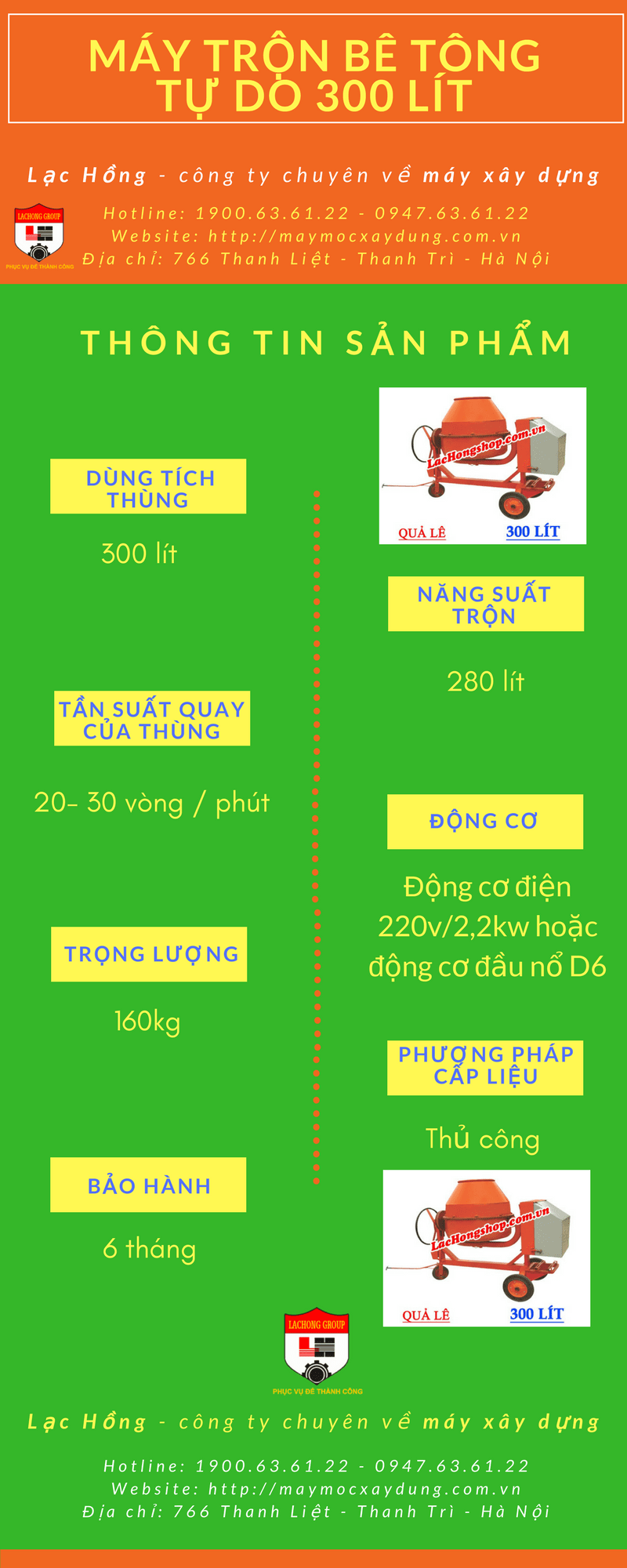 máy trộn bê tông quả lê 300 lít